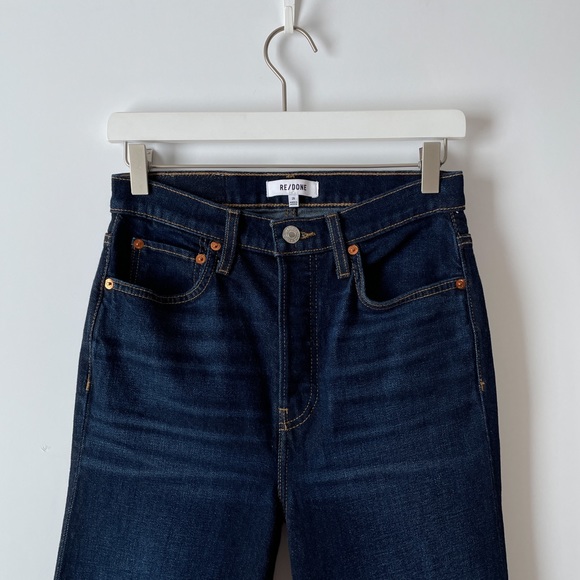 nwt re/donehigh rise 70s stove pipe crop jean 26